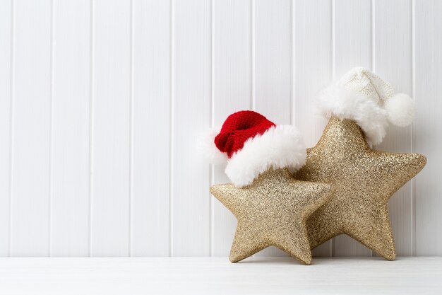 Christmas decoration on a white wooden background.