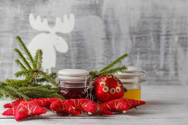 Christmas decoration with berries jam