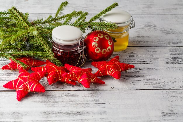 Christmas decoration with berries jam