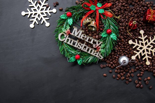 Christmas decoration with coffee beans