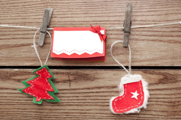 Christmas decoration with wooden background