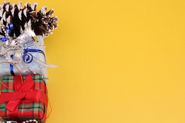 Christmas Decoration with Yellow Backdrop.