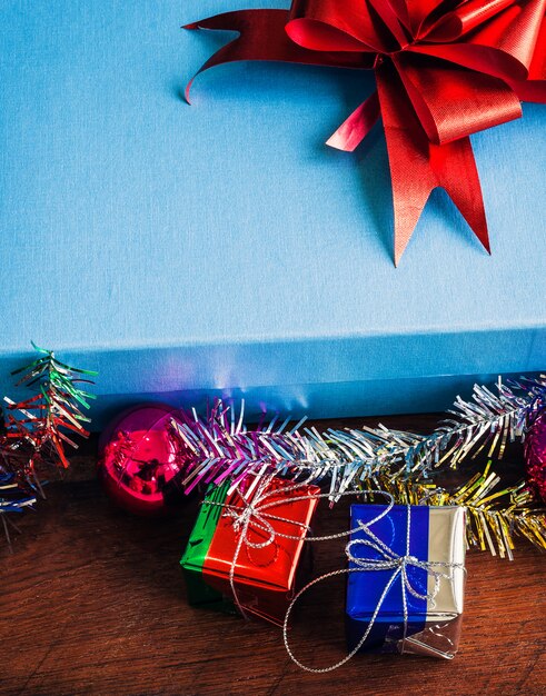 Christmas decoration on wood background