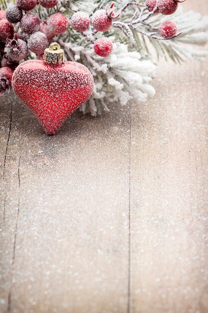 Christmas decoration over wooden background.