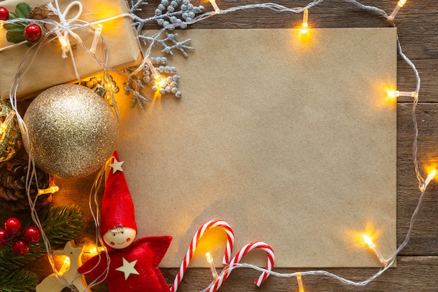 Christmas decoration on a wooden background