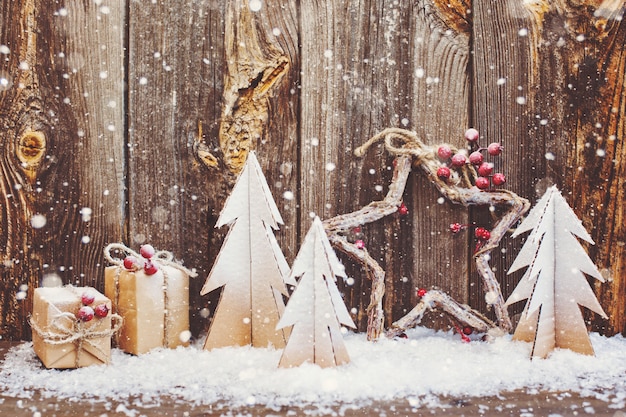 Christmas decoration over wooden background