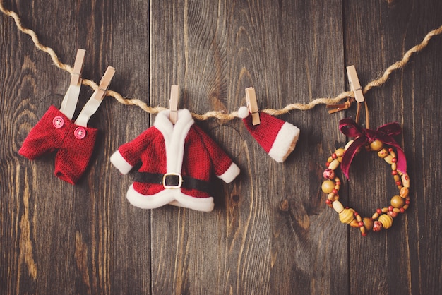 Christmas decoration over wooden background