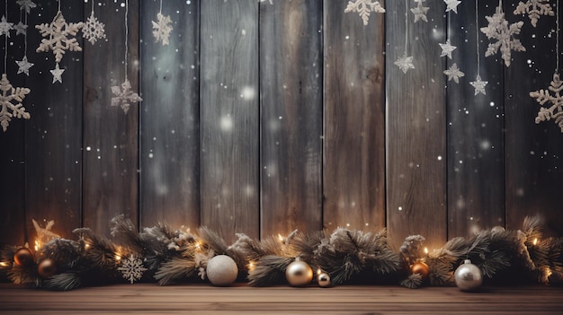 Christmas decoration on wooden background