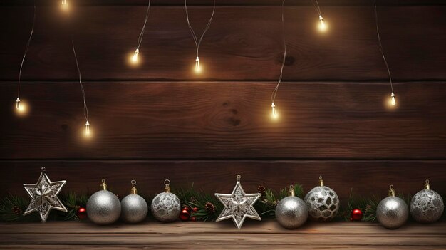 Christmas decoration on wooden background