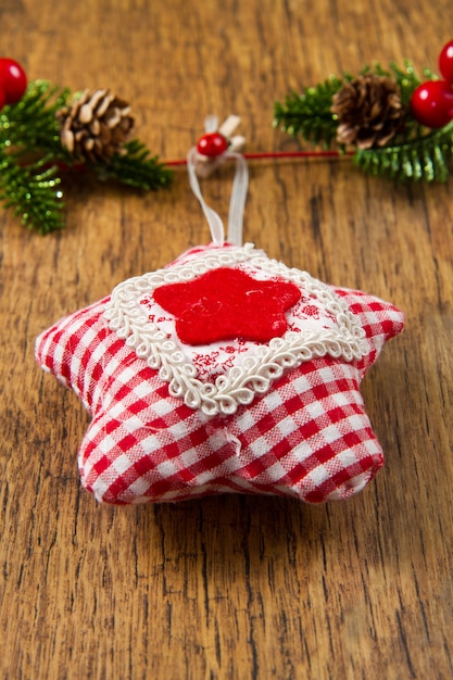 Christmas decoration over wooden background 