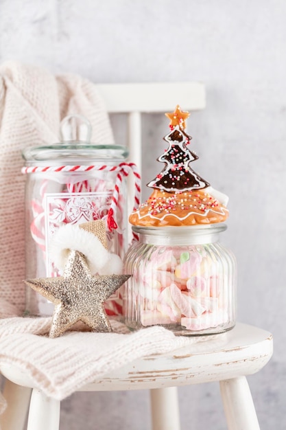 Christmas Decoration And Wooden Chair