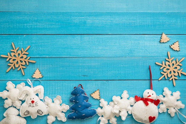 Christmas decoration on the wooden surface