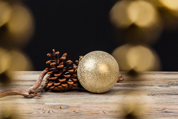 Christmas decoration on wooden table