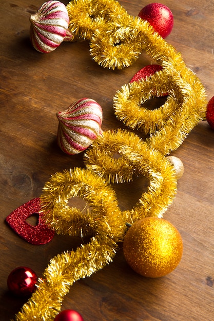 Christmas decoration on wooden table 