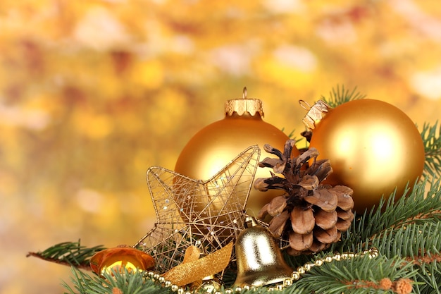 Christmas decoration on yellow background