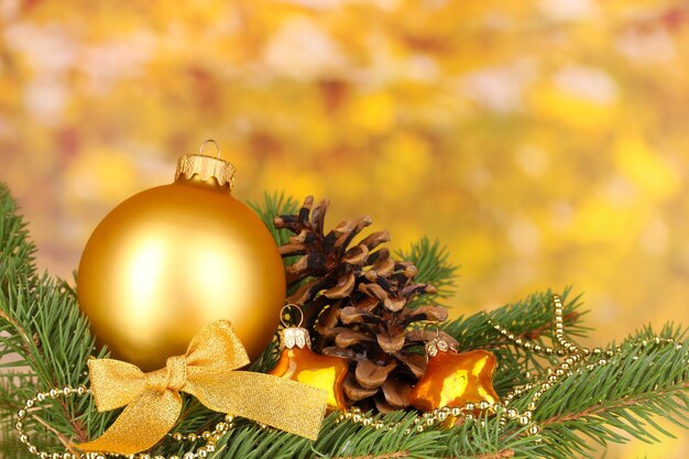 Christmas decoration on yellow background