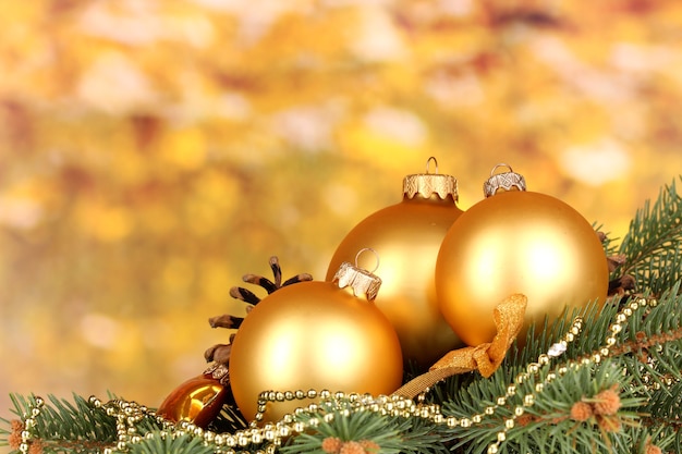 Christmas decoration on yellow background