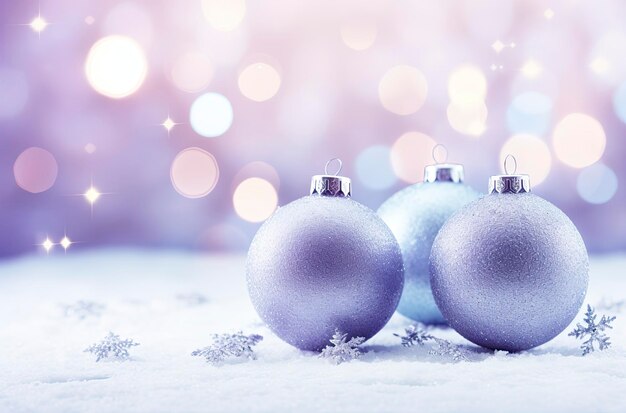 Christmas decorations ball on snow background