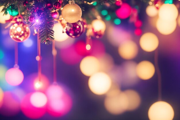 Photo christmas decorations on a blurred lights background