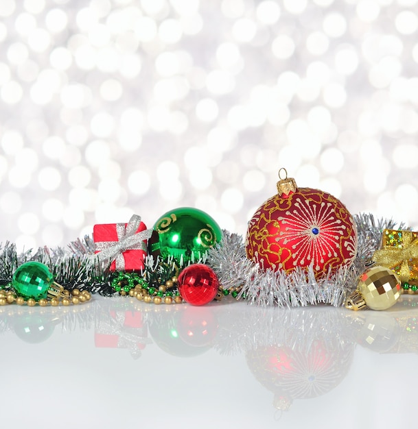 Christmas decorations on a bokeh background