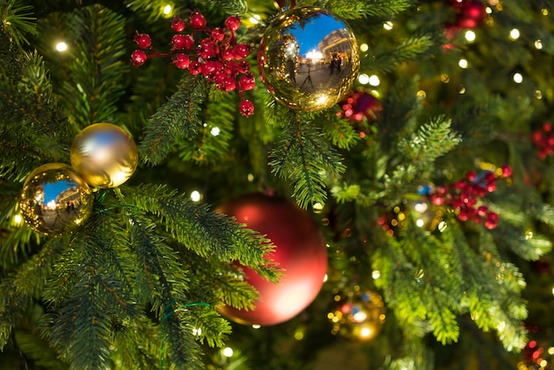 Christmas decorations on the branches fir