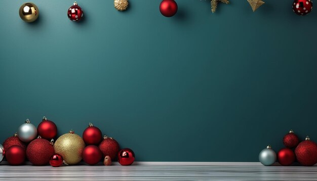 Christmas decorations in corner of banner have copy space in middle