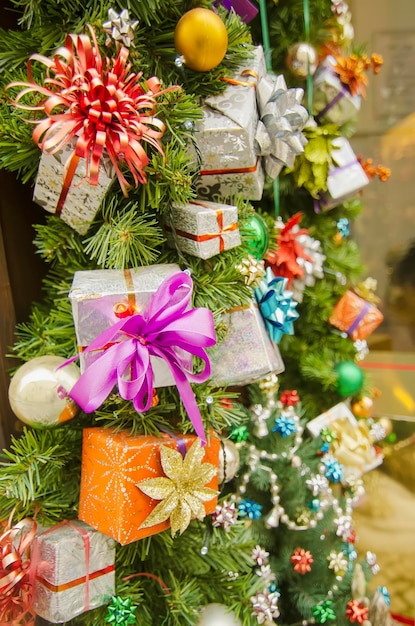 Christmas decorations on the fir tree