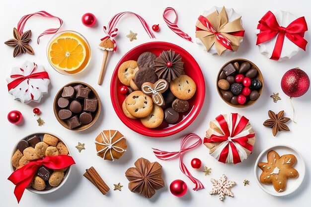 クリスマスの装飾と白い背景に甘い休日