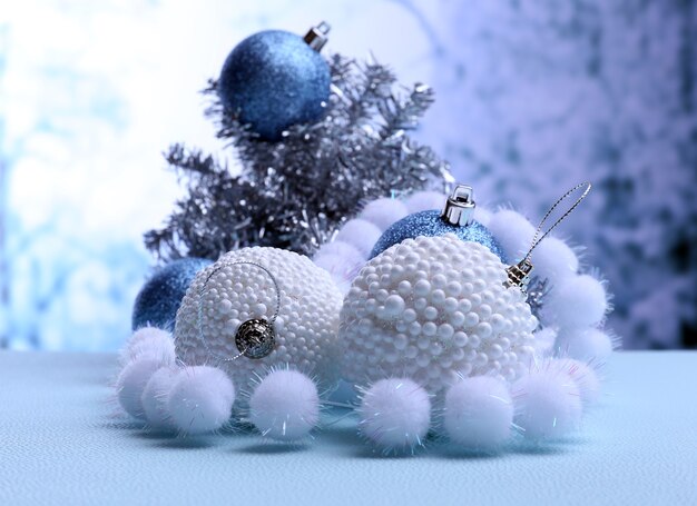 Christmas decorations on light background