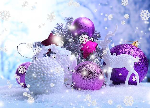 Christmas decorations on light background