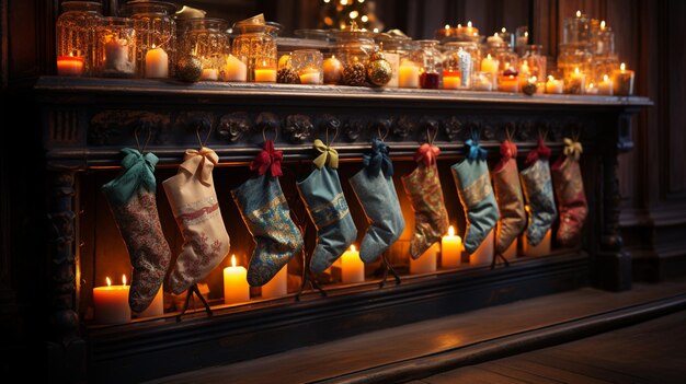 christmas decorations on a shelf