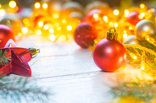 Christmas decorations on table