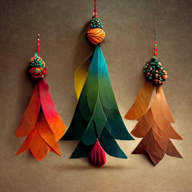 Christmas decorations in vintage style Colorful ornaments