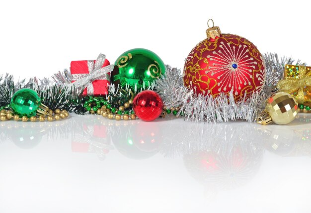 Christmas decorations on a white background