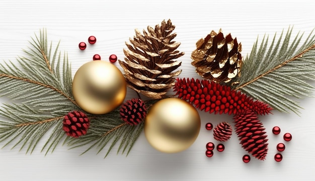 Christmas decorations on a white background