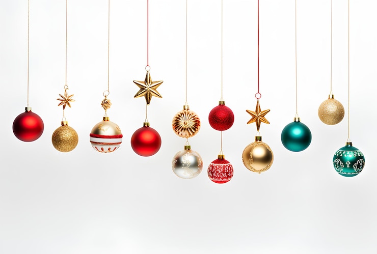 Photo 白い背景のクリスマス装飾