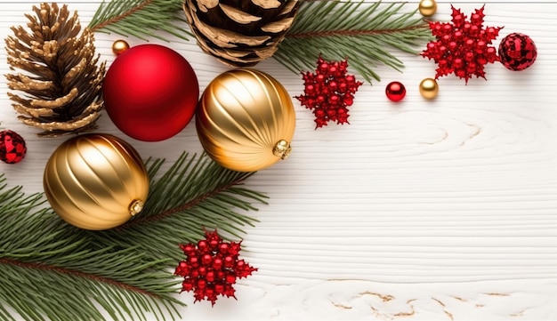 Christmas decorations on a white wooden table