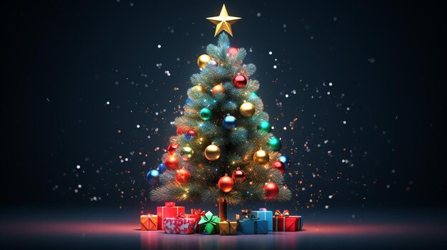 Christmas decorations with christmas tree star ball ai generated image