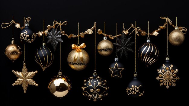 Photo christmas decorations with different christmas events on a dark background aigenerated