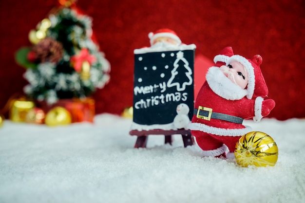 Christmas decorations with red background.close up and selective focus.