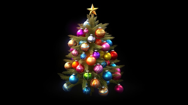 白い背景に隔離された木の枝と玉のクリスマス装飾 ゲネレーティブ・アイ