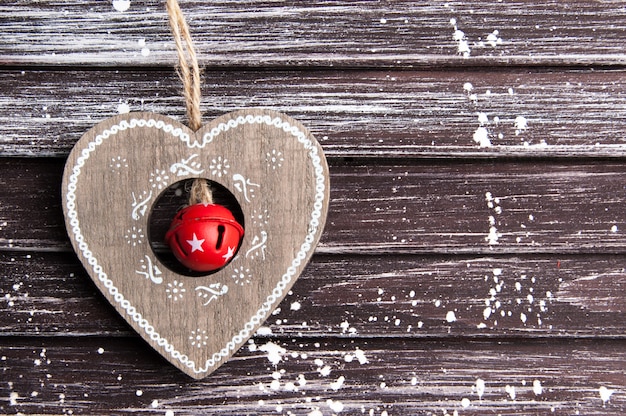 Christmas decorations on wooden background