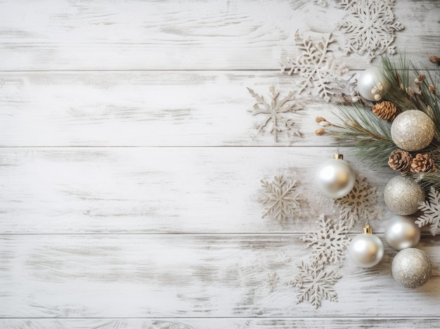 Christmas decorations on a wooden background