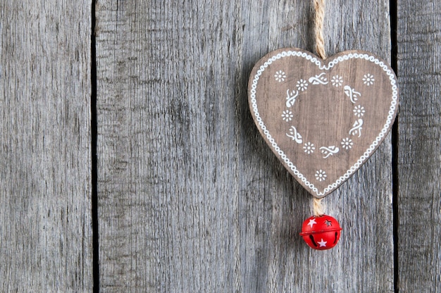 Christmas decorations on wooden surface