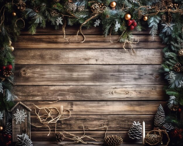 Christmas decorations on a wooden table