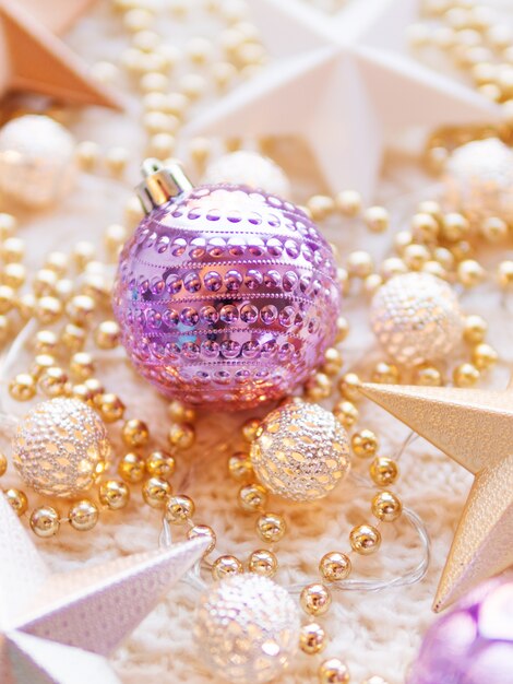 Christmas decorative balls and beads