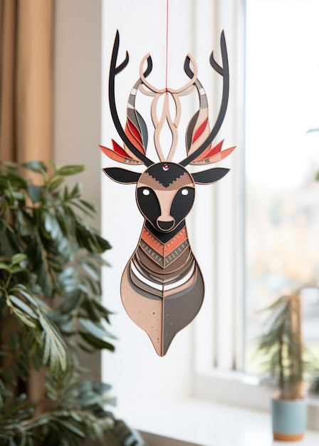 Photo a christmas deer hanging from a mantel