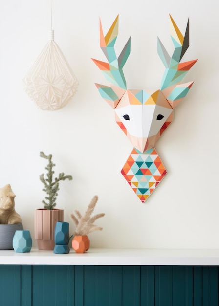 Photo a christmas deer hanging from a mantel