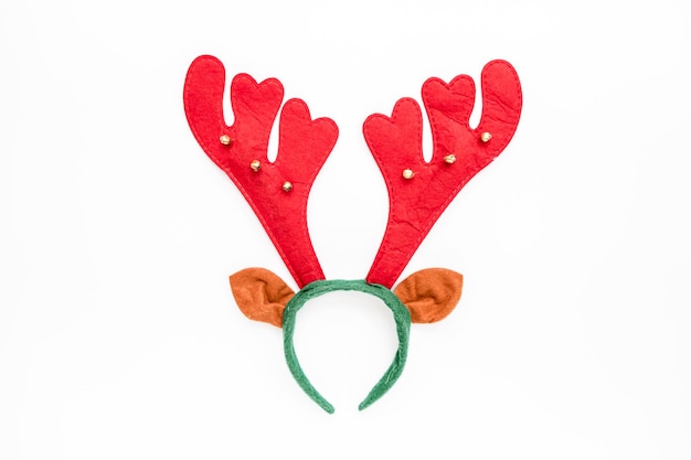 Christmas deer hat flat lay top view christmas concept