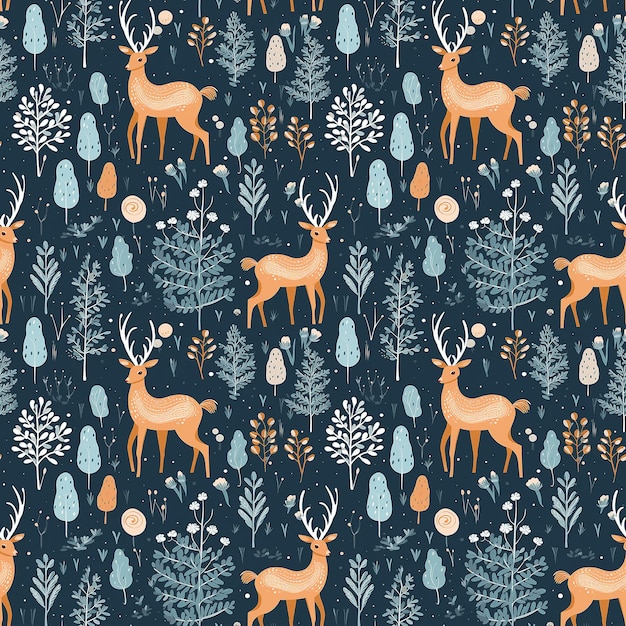 クリスマスの鹿のシームレス パターン